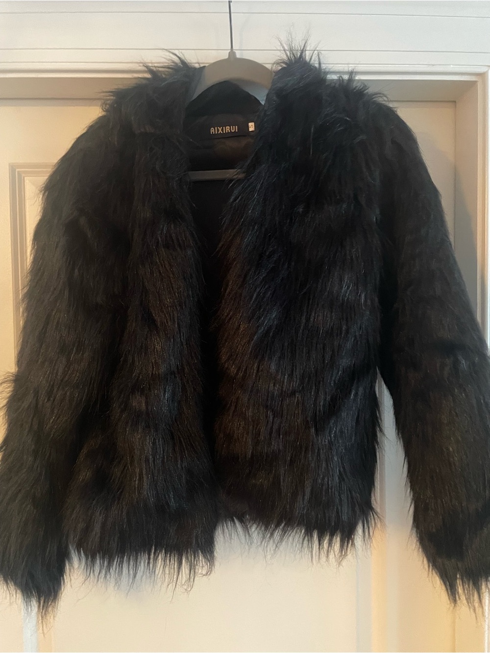 Women's Black Faux Fur Hoded Jacket